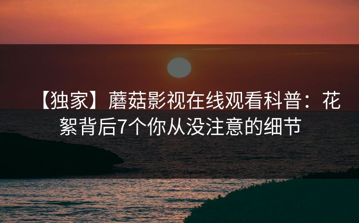 【独家】蘑菇影视在线观看科普：花絮背后7个你从没注意的细节